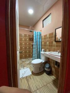 托尔图格罗Cabinas Agamy的一间带卫生间和水槽的浴室
