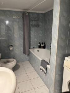 塞萨洛尼基Modern Home的一间带卫生间和浴缸的浴室