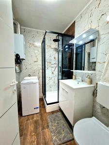 科普里夫尼察Queen-Stan na Dan Koprivnica的浴室配有卫生间、盥洗盆和淋浴。