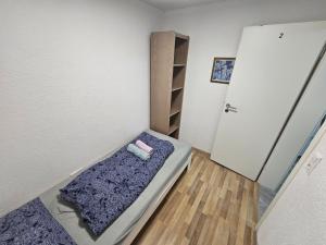 布劳施泰因Wohnreich Blaustein Mitte -1A- 2er WG的一间带一张床和一个衣柜的小卧室
