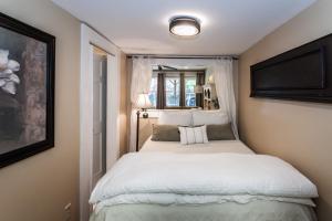 哥伦比亚Cozy Apartment in Downtown Neighborhood的一间小卧室,配有一张白色的床和窗户