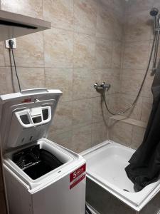 松博特海伊Minibar Inclusive! TH 326 City Center 40sqm Apartment的设有带水槽的淋浴的浴室