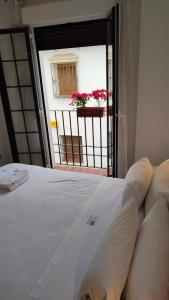 科尔多瓦MiRa San Basilio的一间卧室配有一张床,阳台设有窗户