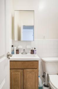纽约Amazing 3BR 1Bath Apartment in NYC!的一间带水槽和卫生间的浴室