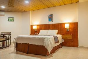 佩诺诺梅Hotel Guacamaya的一间卧室,卧室内配有一张大床
