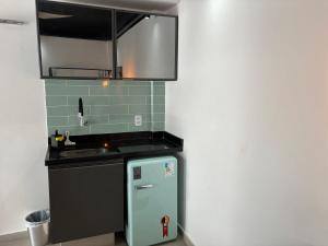 里约热内卢Ház的一间带水槽和冰箱的小厨房