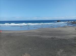 圣克鲁斯-德特内里费Tepe playa Picasso的一片空旷的海滩,背靠大海