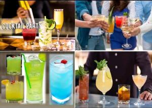诺伊达Boutique Hotel Blue shine Noida的四个不同鸡尾酒的照片拼合在一起