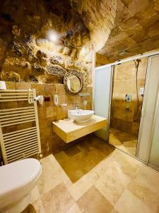 阿瓦诺斯沙发酒店的浴室配有卫生间、盥洗盆和淋浴。