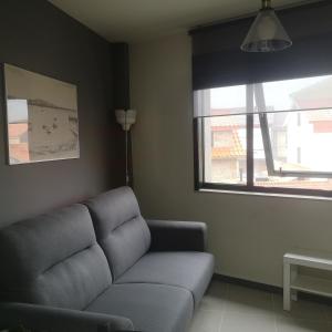 科鲁韦多Céntrico apartamento en Corrubedo的带沙发和窗户的客厅