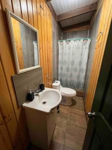 奥克泰港Espectacular Tiny House,terraza,Aire acondicionado的一间带水槽和卫生间的小浴室