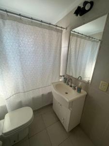 布宜诺斯艾利斯Excelente departamento con ubicación ideal的一间带卫生间、水槽和镜子的浴室