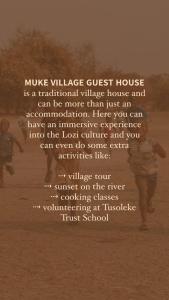 利文斯顿Muke Village Guest House的音乐村旅馆是一座传统的乡村房屋。