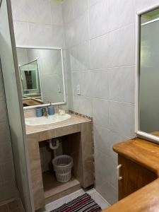 阿瓦鲁阿Sharnyta’s Guesthouse的一间带水槽和镜子的浴室