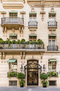 巴黎圣瑞吉斯酒店的前面有盆栽植物的建筑