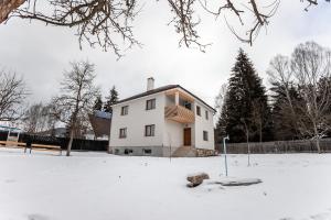 伊兹沃鲁穆列什鲁伊Casa Tinca 1的白房子,地面上积雪