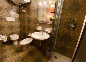 布勒伊-切尔维尼亚Charlotte Lodge Cervinia的一间带水槽、卫生间和淋浴的浴室