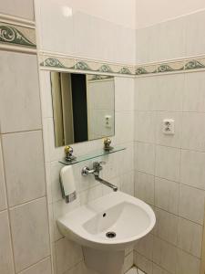 日利纳斯洛文酒店的白色的浴室设有水槽和镜子