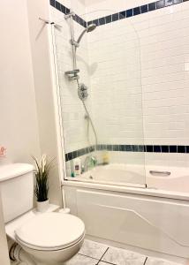 都柏林IFSC Room的一间带卫生间和浴缸的浴室