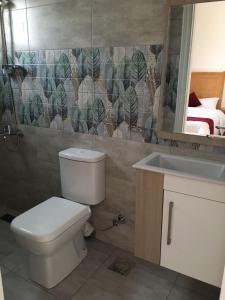 赫尔格达Villamar Sea View的一间带卫生间、水槽和床的浴室