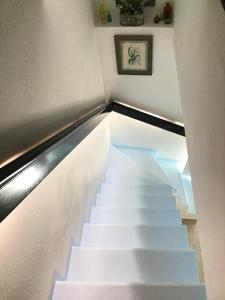 昂蒂布昂蒂布旅馆的一间有白色楼梯的楼梯