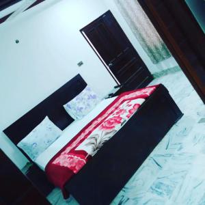 卡拉奇Hotel Sky Inn Clifton的床上有红色枕头