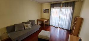 波尔图Azulejos Apartment的带沙发和窗户的客厅