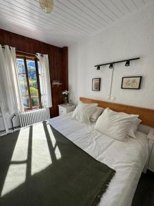 莱德萨阿尔卑斯本艾克尔酒店的卧室配有一张大白色床和窗户