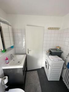 斯图加特Double Bed Apartment - Near Marienplatz的一间带水槽和洗衣机的浴室