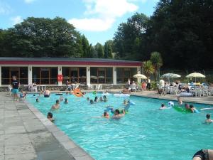 卡纳芬Cosy North Wales 2 BEDROOM Chalet的一群人在游泳池游泳