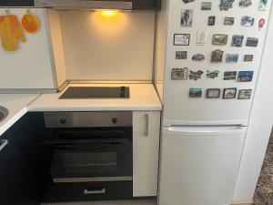 希萨里亚Апартамент Панорама的厨房配有带磁铁的冰箱
