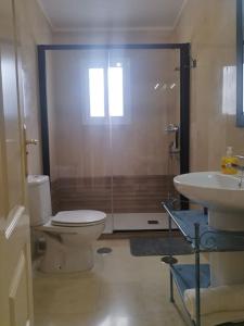 安特克拉Apartamento Santa Clara Centro的浴室配有卫生间、淋浴和盥洗盆。