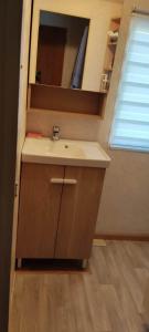 孔夫朗自由城MOBIL HOME CAMPING 3***的一间带水槽和镜子的浴室