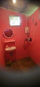 帕干岛Simple Garden Resort的红色的浴室设有水槽和窗户