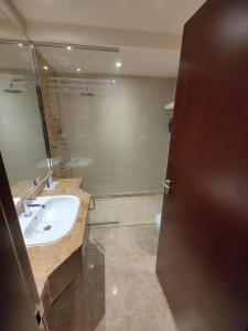 阿可贺巴فندق كارم الخبر - Karim Hotel Khobar的一间带水槽和镜子的浴室