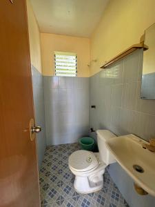 董索Dancalan Beach Resort的一间带卫生间和水槽的浴室