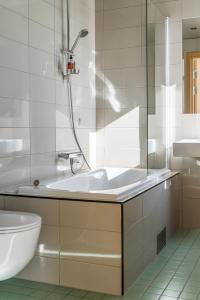 斯塔德Fritiden Hotell & Kongress的带浴缸、卫生间和盥洗盆的浴室