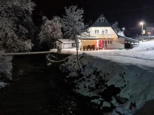 亚霍里纳My sweet home Vrhpraca Jahorina的夜晚雪中的房子
