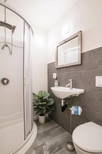 圣地亚哥Private Room & Private full Bathroom 3min Walk To UCSD的一间带水槽、卫生间和淋浴的浴室