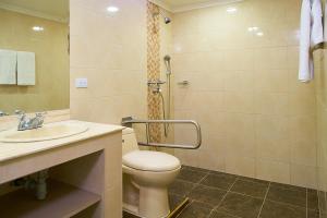 麦德林Apartahotel Fiorentina Boutique的浴室配有卫生间、盥洗盆和淋浴。