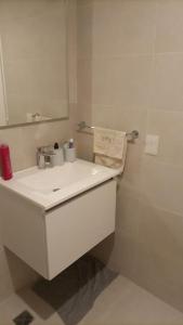 布宜诺斯艾利斯Hermoso departamento a estrenar, Calido y Unico的白色的浴室设有水槽和镜子