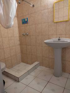 伊基克HOTEL DACIN的一间带水槽和卫生间的浴室