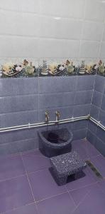 Taghitالنضافة الهدوُ والأمان的浴室配有紫色卫生间和水槽