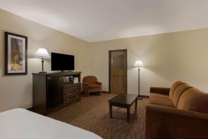 布兰森布兰森音乐之都贝斯特韦斯特酒店的酒店客房配有床、沙发和电视。