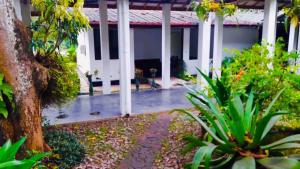 RambukkanaHimawwa Residency Pinnawala的树和植物的房屋门廊