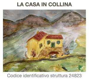 VeroliLA CASA IN COLLINA的田野上一幅黄色房子的画