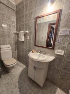 塔里哈Hotel Carmen的一间带水槽、卫生间和镜子的浴室
