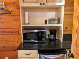 佳能威尔布莱斯峡谷别墅的厨房柜台配有微波炉和咖啡壶