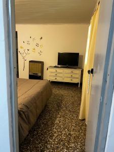 圣罗莎Dpto Beltrán的一间卧室配有一张床和一台平面电视