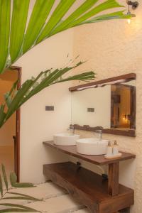 卡图纳耶克Spicepeek Boutique Hotel CMB Airport的浴室设有2个水槽和镜子